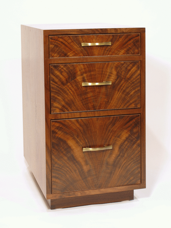 Photo of 3 drawer walnut chest with crotch veneer