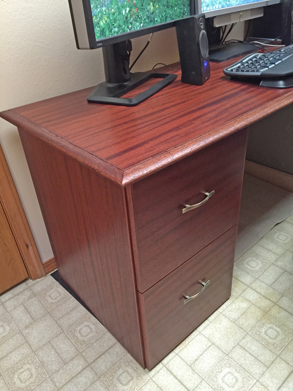 Computer desk and cabinet make from sapele mahogany