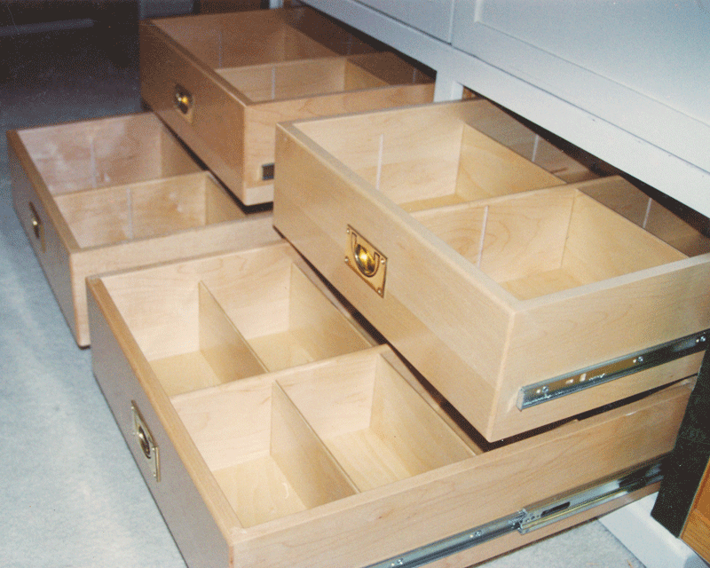 Photo of hard maple media cabinet drawers