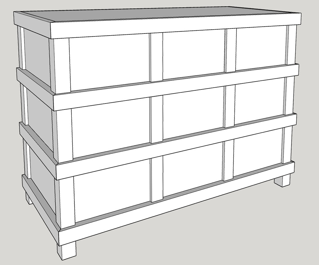 Image of chest of drawers designed in SketchUp