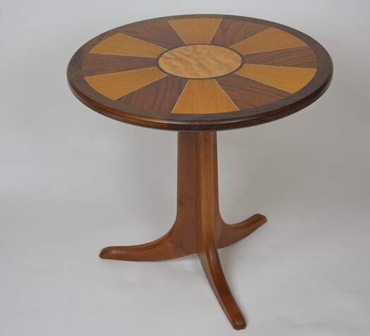 Circular End Table with Cherry Legs